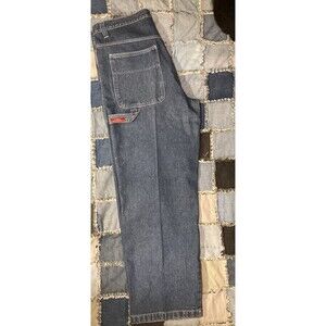 Vintage Y2K FUBU Platinum Mens 38 Baggy Wide Leg‎ Cargo Denim Jeans Carpenter